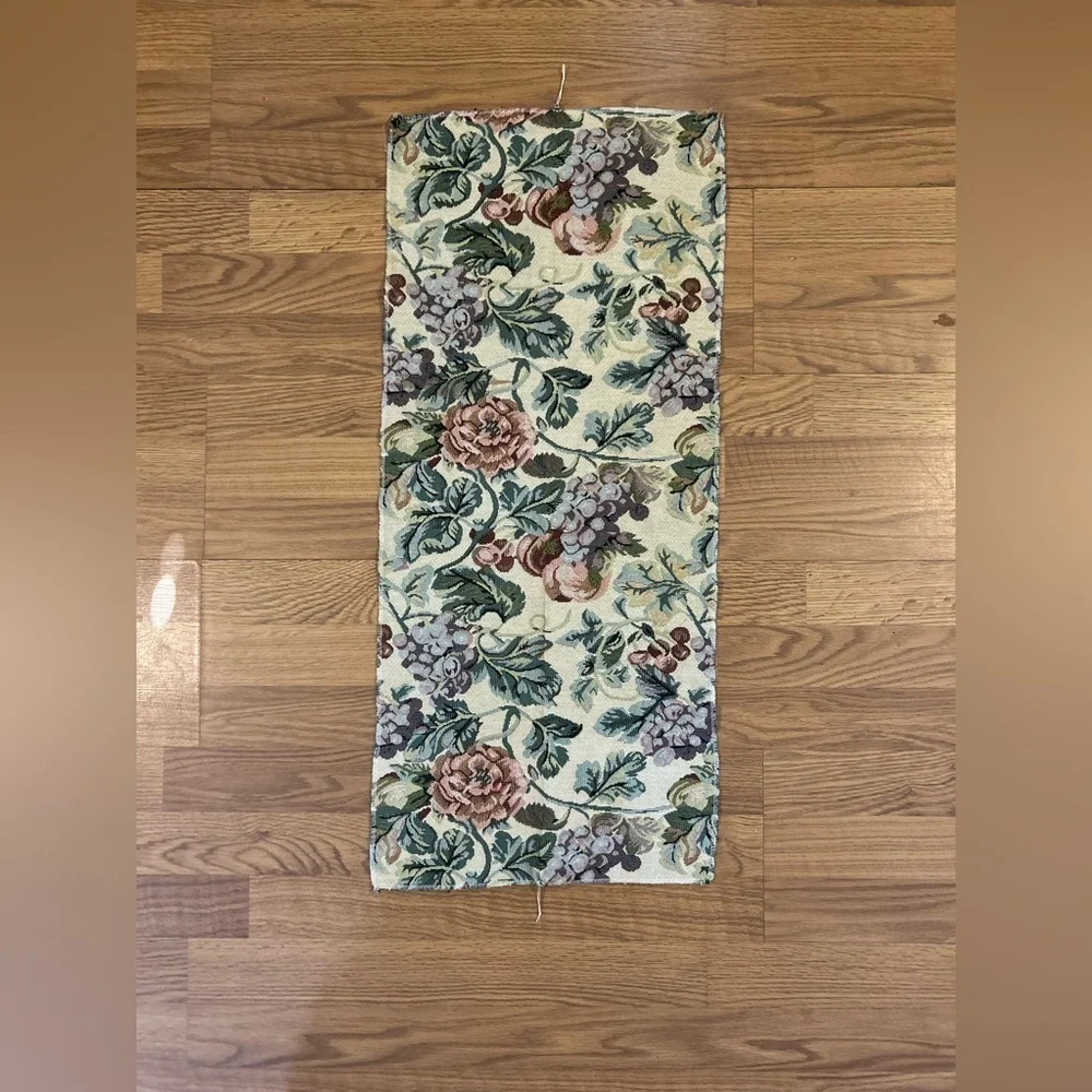 Vintage Floral Tapestry Panel Botanical Jacquard Wall Hanging Cottagecore Decor